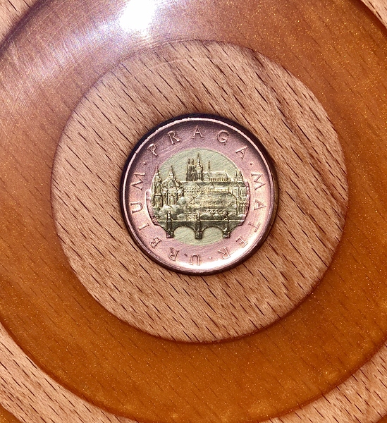 Cuenco grande con moneda y epoxi - Torneado de madera - Foromadera