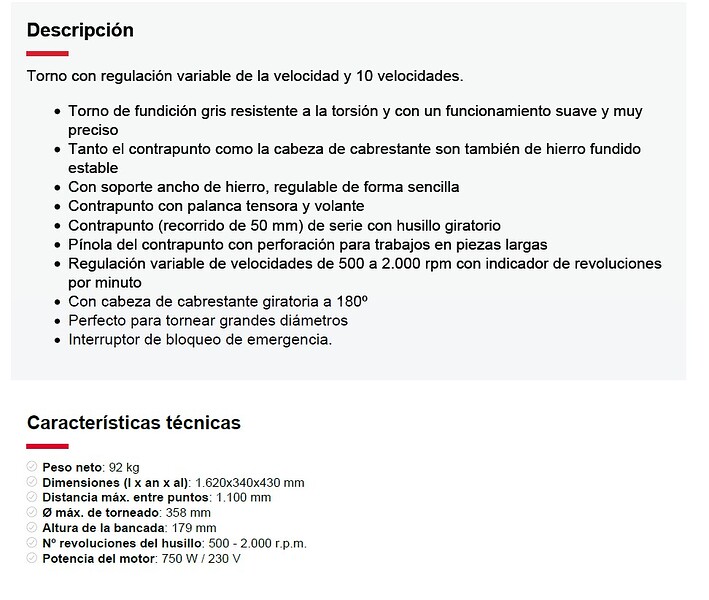 datos torno