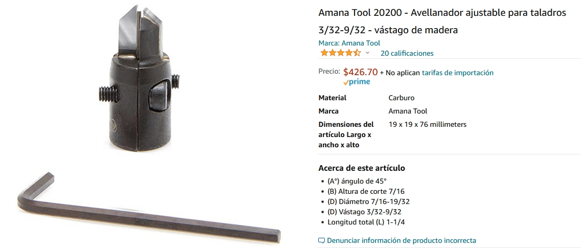 Avellanador SP F madera 16mm FORUM - Ferretería Campollano